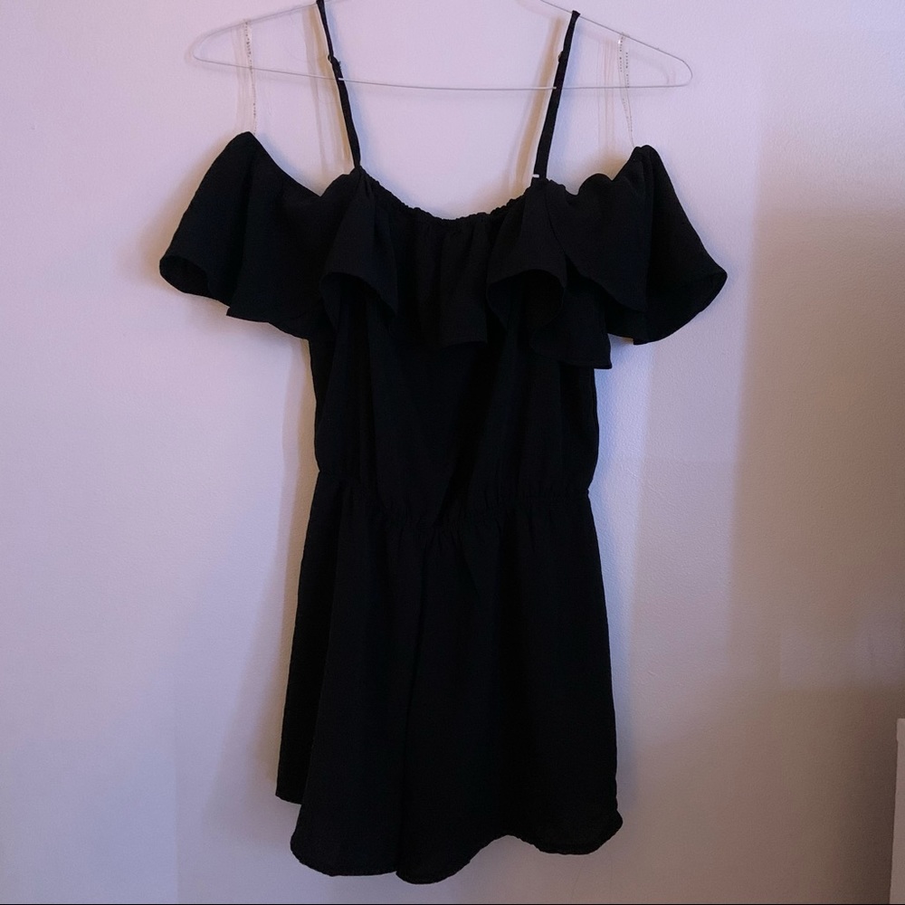 Black cold shoulder romper